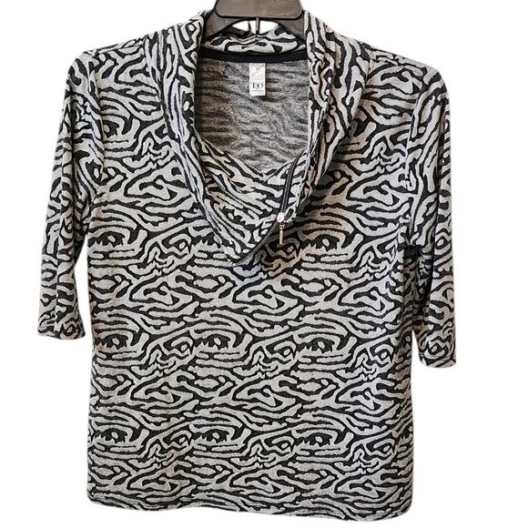 Thomas & Olivia Cowel Neck w/ zipper, elbow sleeve Pullover shirt, top sz M - Picture 1 of 10